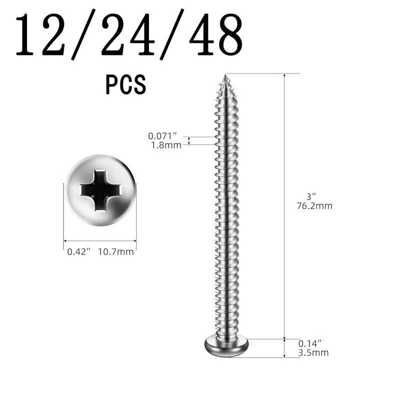 Taefaba 48 Set 3 Inch Shutter Screws and Caps, Shutter Screws with Caps for Windows Outside Shutter Caps for Shutter Railings Furniture (96pcs) - Image 3